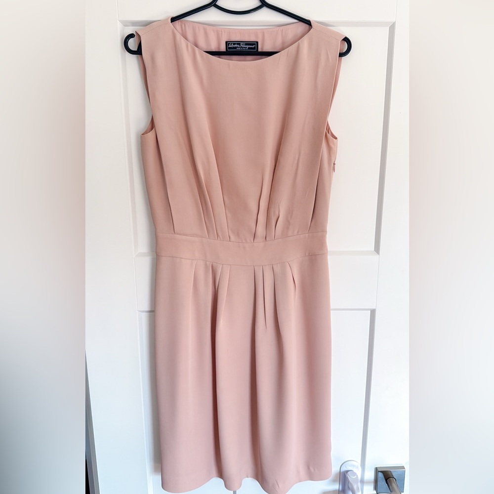 Salvatore Ferragamo sleeveless mid‑length sheath dresses in soft pink